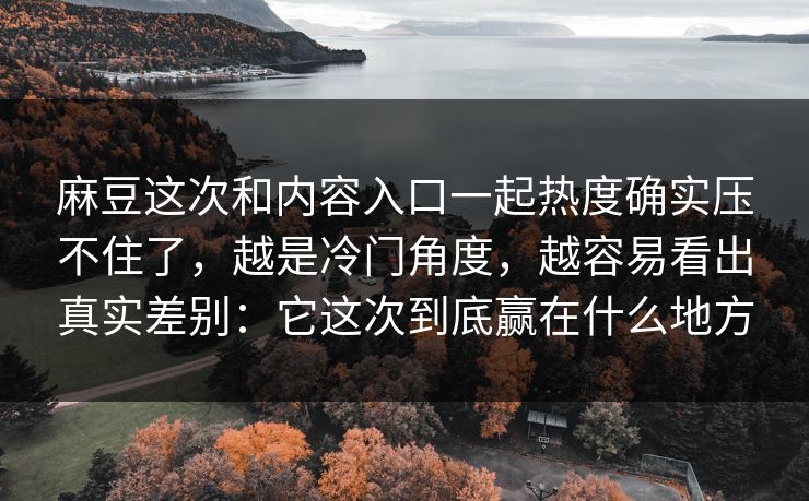 麻豆这次和内容入口一起热度确实压不住了,越是冷门角度,越容易看出真实差别:它这次到底赢在什么地方