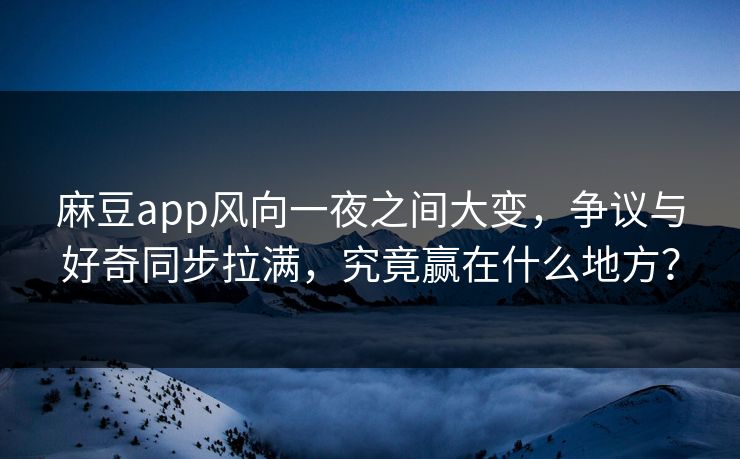 麻豆app风向一夜之间大变,争议与好奇同步拉满,究竟赢在什么地方? 麻豆app风向一夜之间大变,争议与好奇同步拉满,究竟赢在什么地方?