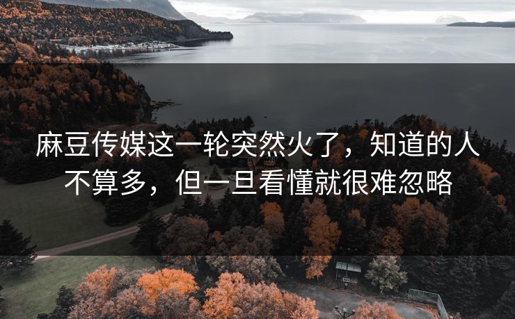 麻豆传媒这一轮突然火了,知道的人不算多,但一旦看懂就很难忽略 麻豆传媒这一轮突然火了,知道的人不算多,但一旦看懂就很难忽略